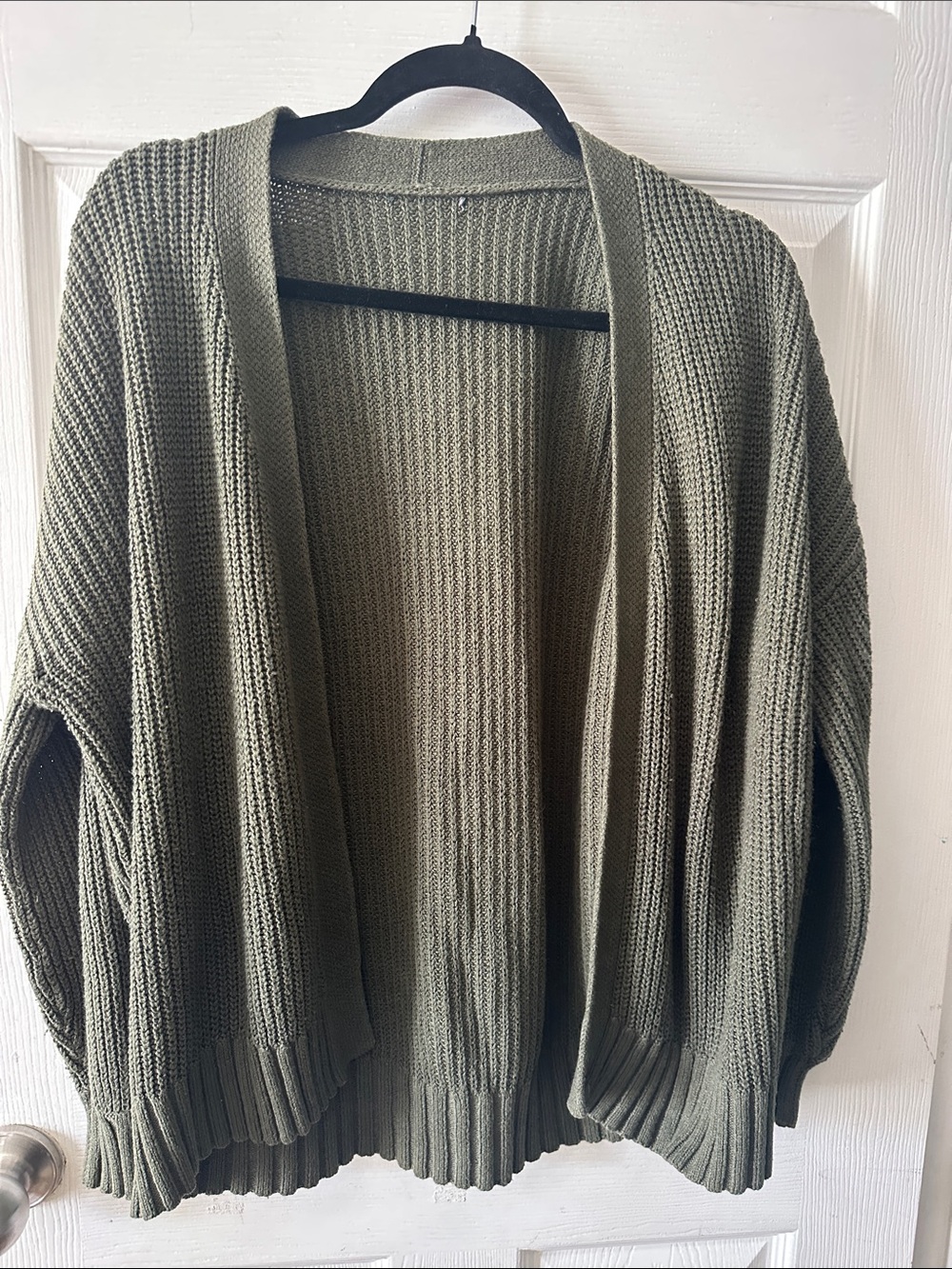 Olive Open-Front Cardigan